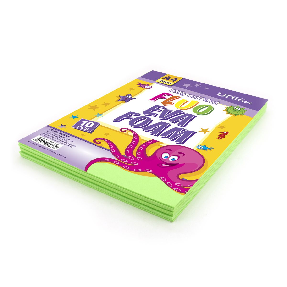 DEKORATIVNA GUMA FLUO A4 10/1 GREEN UNL-0680