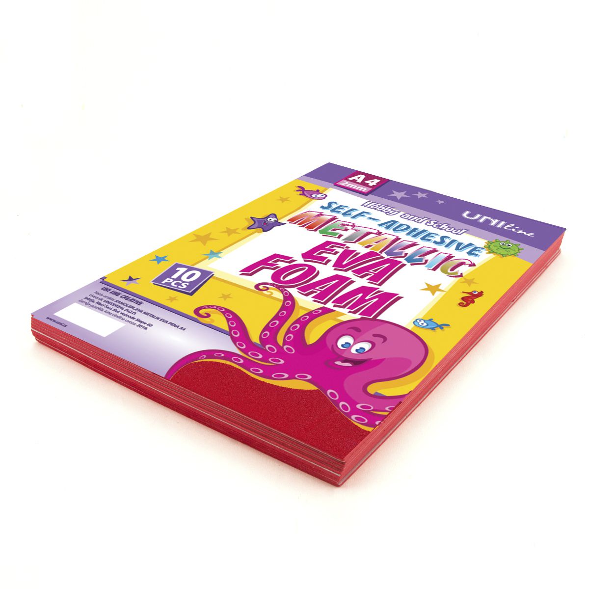 DEKORATIVNA GUMA SAMOLEPLJIVA METALIC A4 10/1 CRVENA UNL-1084