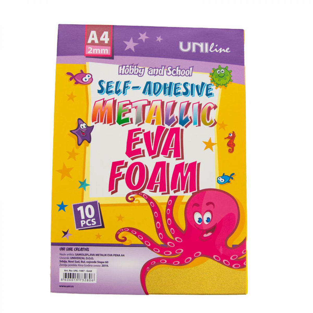 DEKORATIVNA GUMA SAMOLEPLJIVA METALIC A4 10/1 ZLATNA UNL-1087