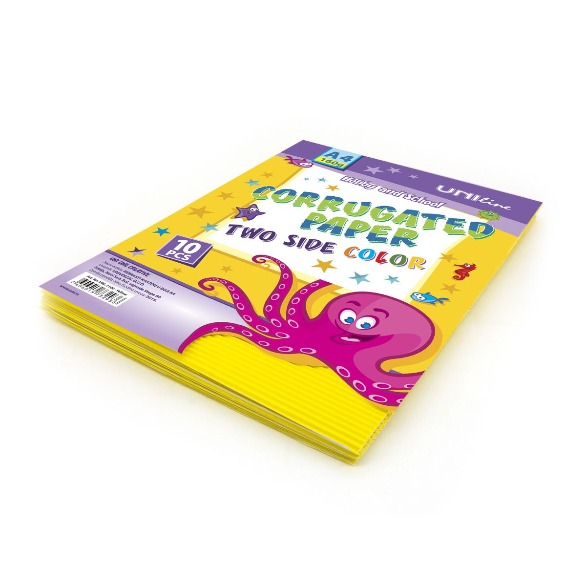 DEKORATIVNI KARTON REBRASTI A4 10/1 ŽUTI UNL-1100