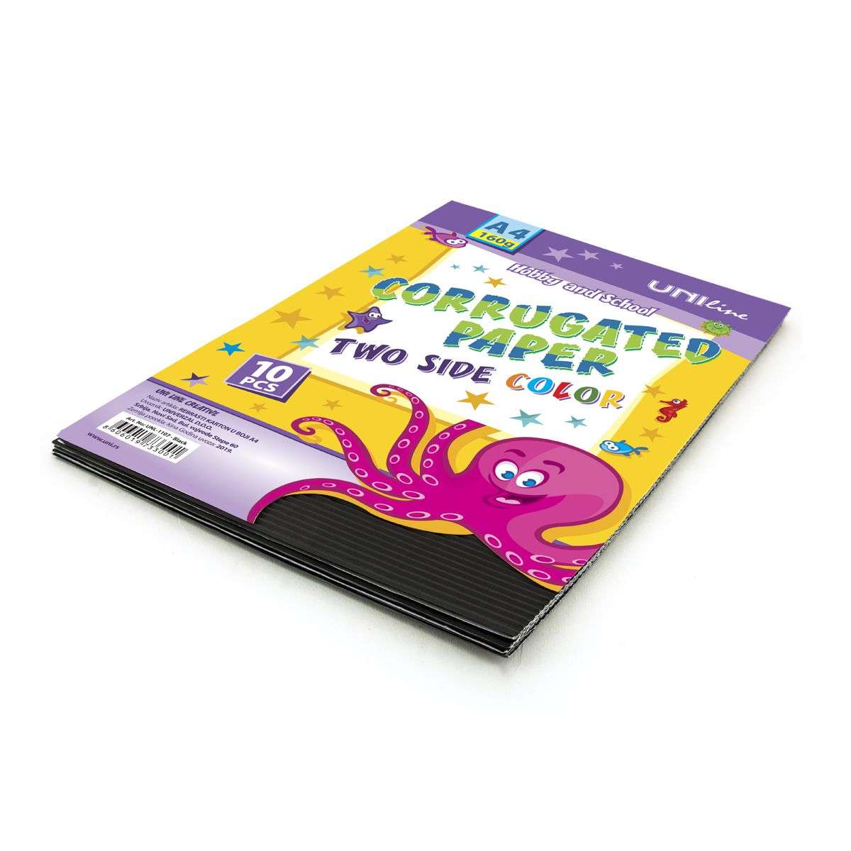 DEKORATIVNI KARTON REBRASTI A4 10/1 CRNI UNL-1107