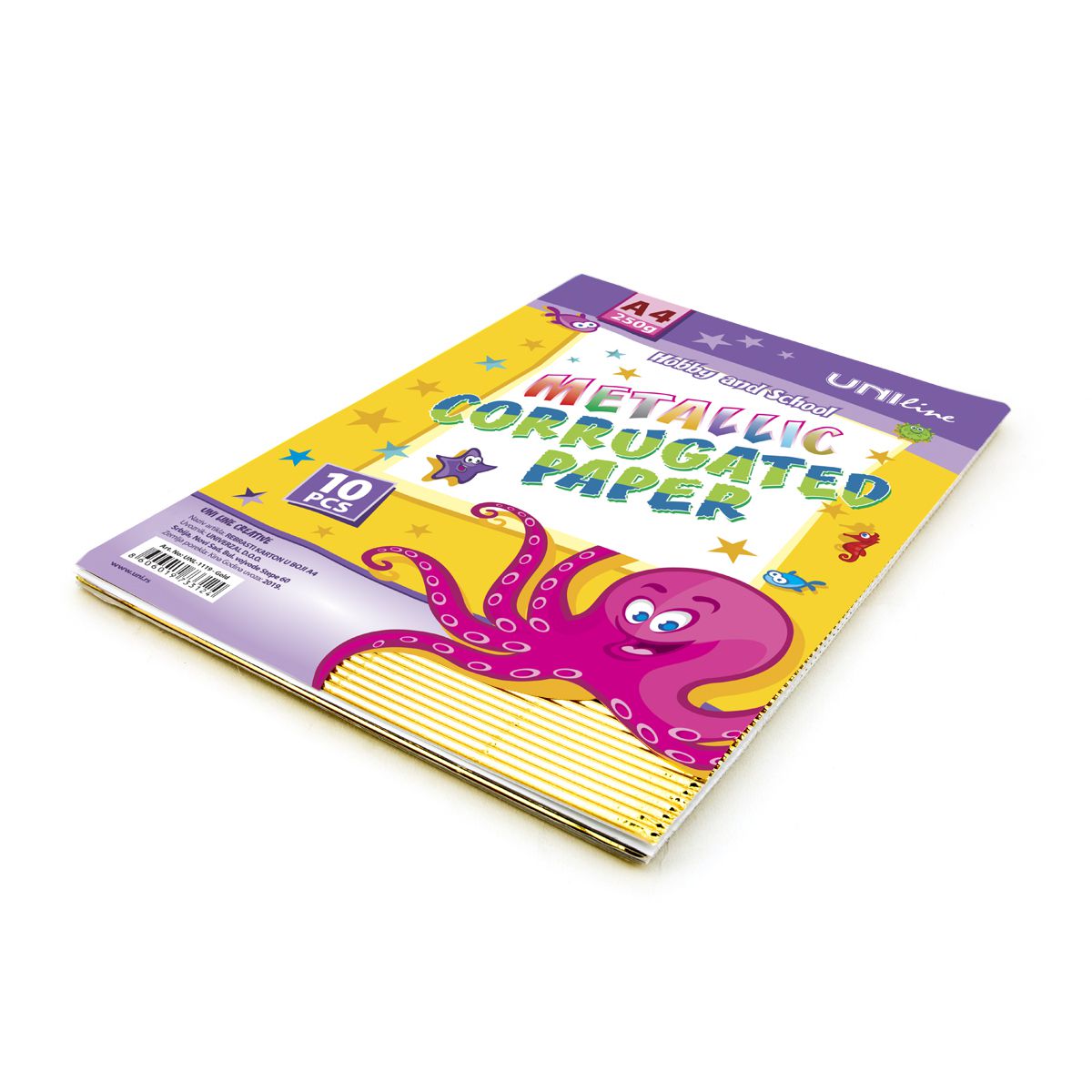 DEKORATIVNI KARTON REBRASTI METALIK A4 10/1 ZLATNI UNL-1119