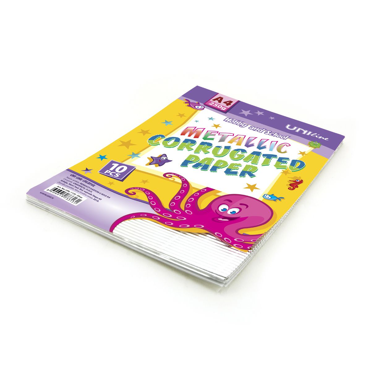 DEKORATIVNI KARTON REBRASTI METALIK A4 10/1 SREBRNI UNL-1120