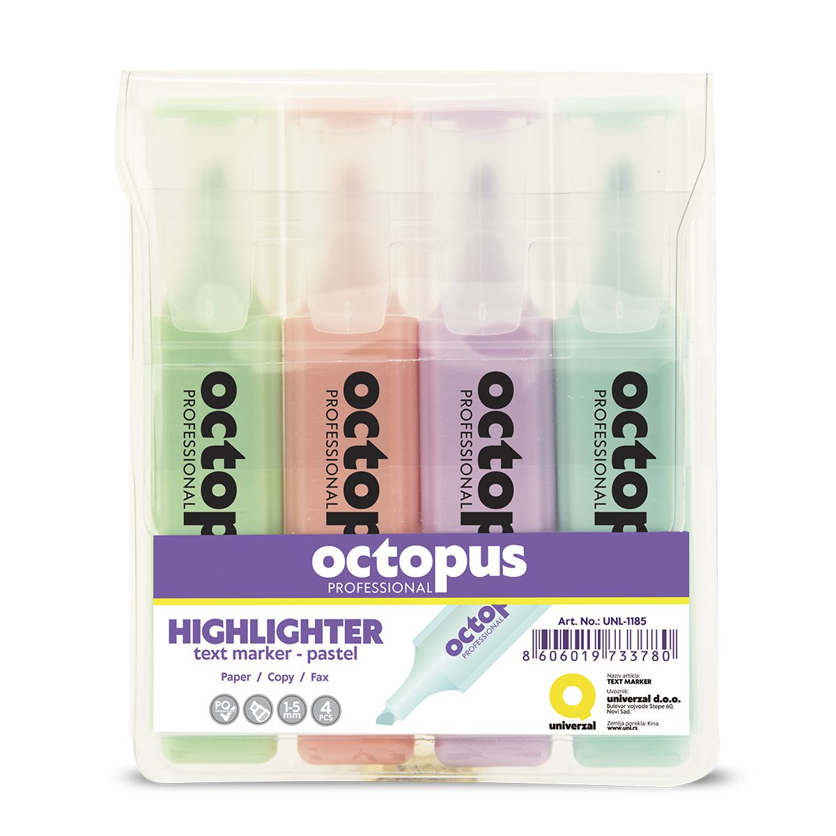 TEXT MARKER 4/1 PASTEL OCTOPUS UNL-1185