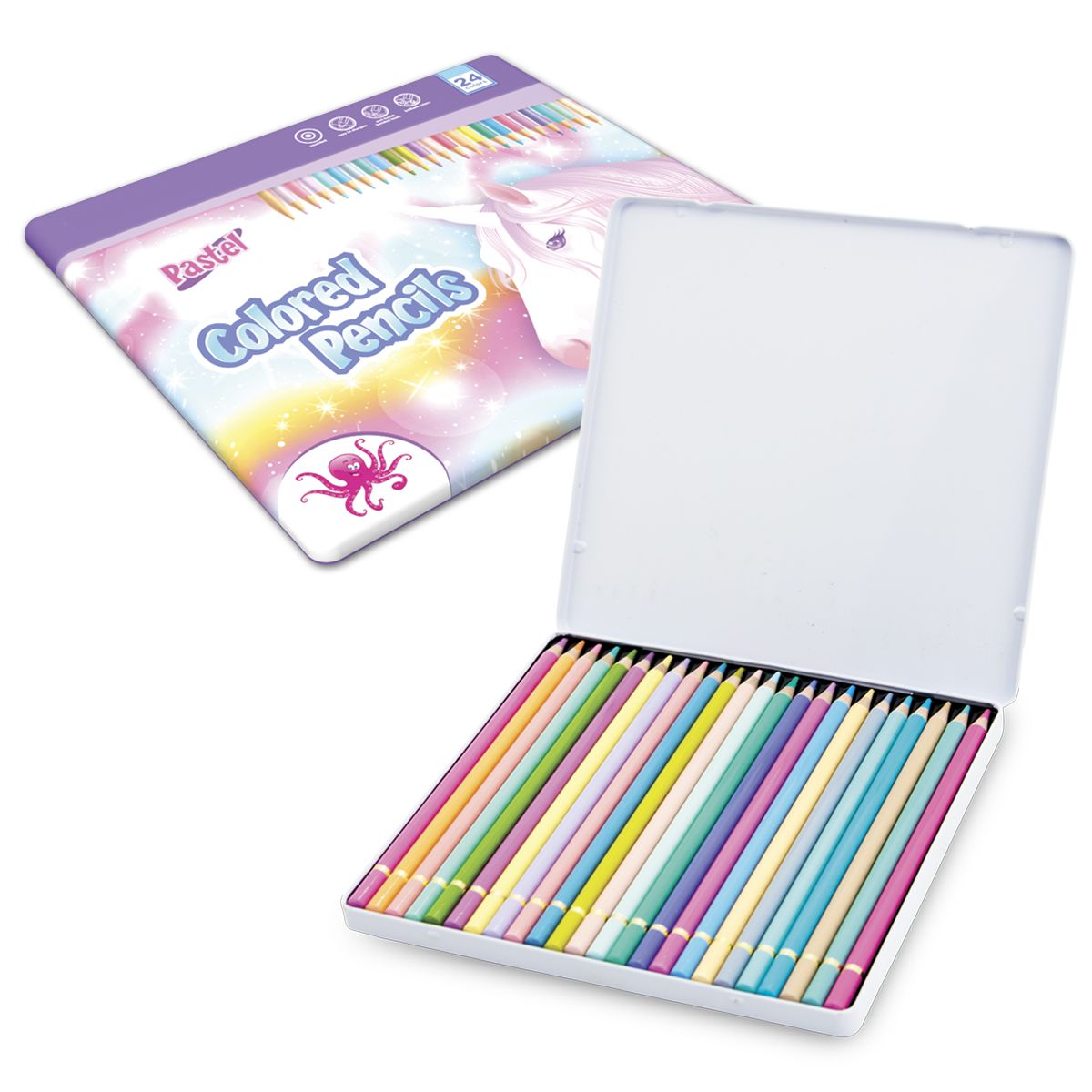 DRVENE BOJE 24/1 OCTOPUS PASTEL METALNA KUTIJA UNL-1361