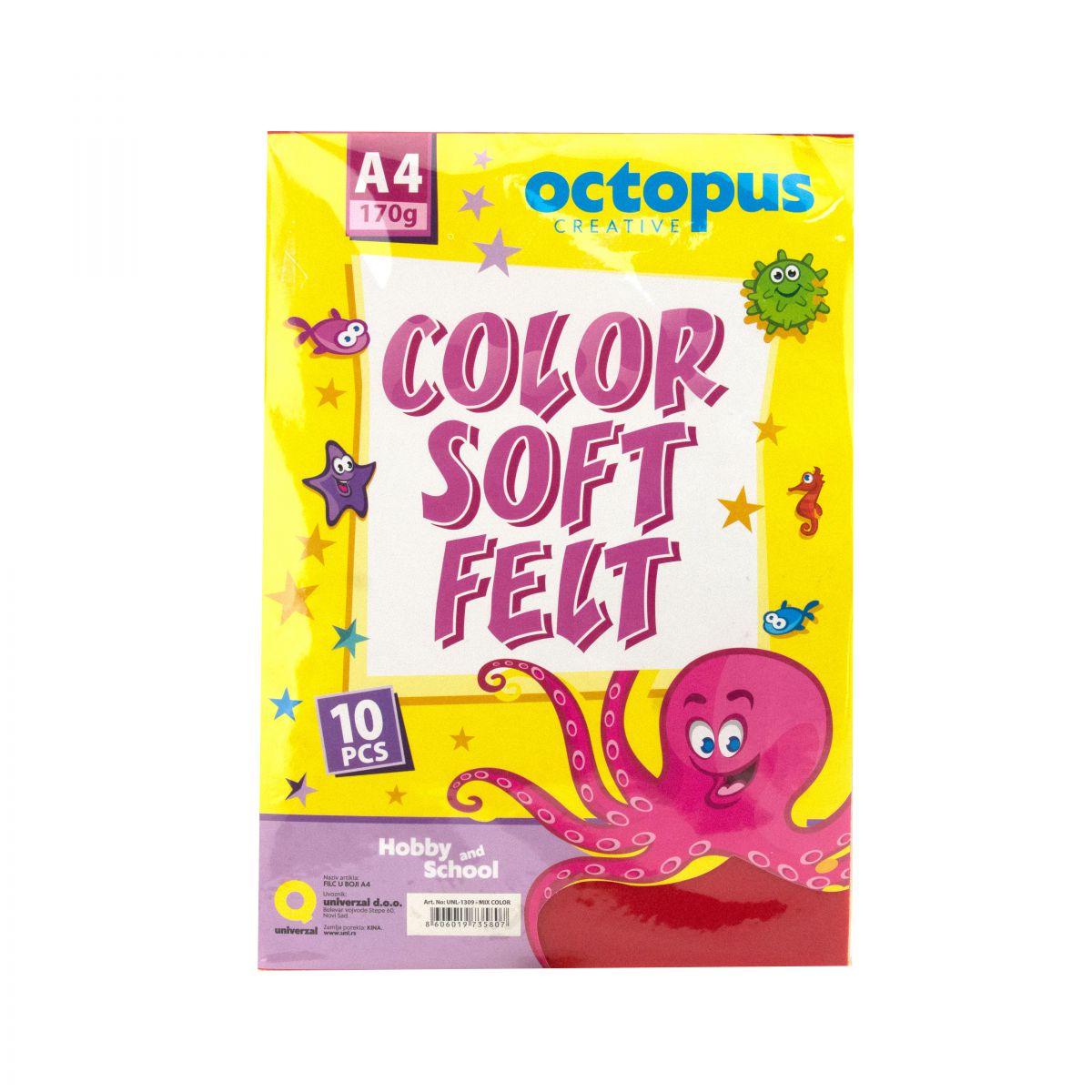 DEKORATIVNI FILC 170g A4 10/1 MIX COLOR UNL-1309