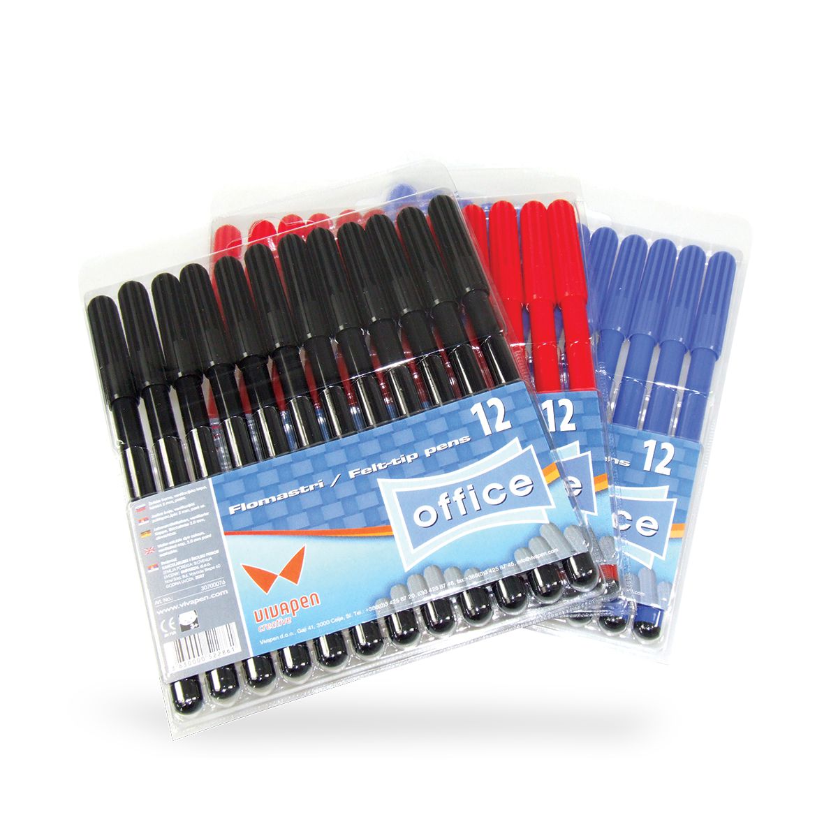 FLOMASTER 12/1 CRNI-PLAVI-CRVENI VIVAPEN 30700076