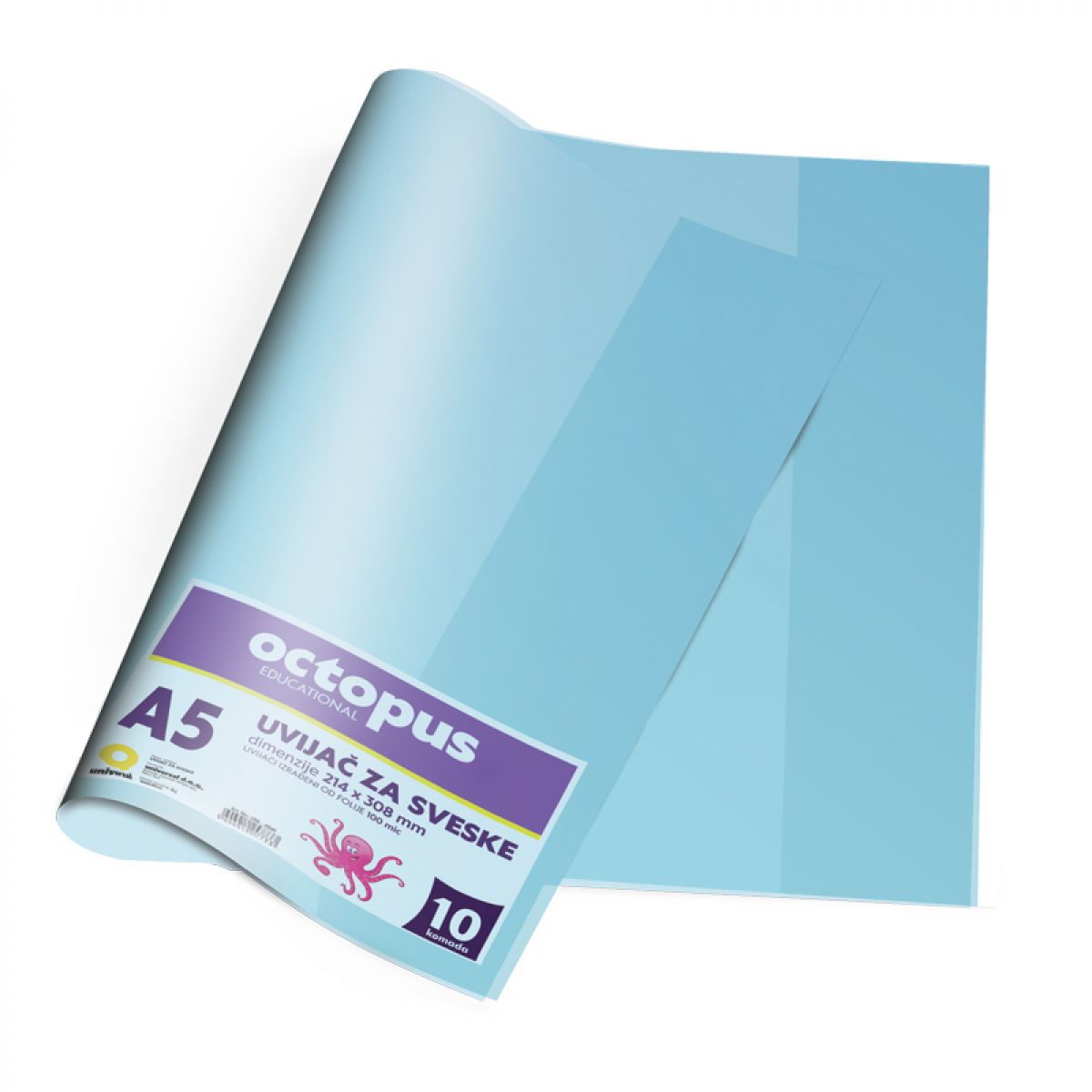 UVIJAČ A5 ZA SVESKE SAMOLEPLJIVI 10/1 OCTOPUS UNL-0103