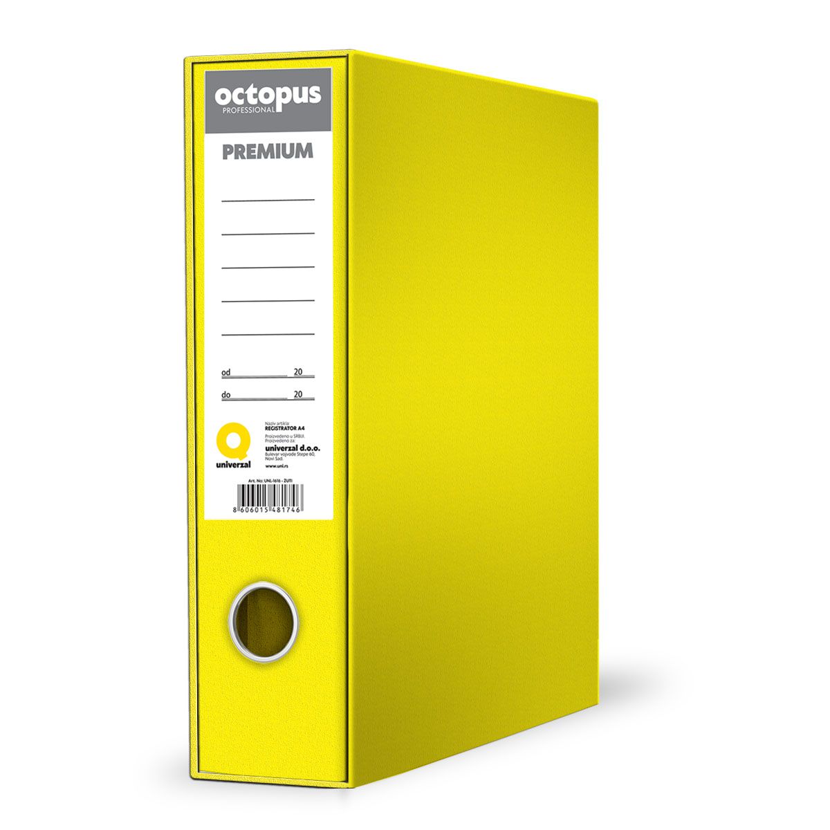 REGISTRATOR A4 OCTOPUS PREMIUM ŽUTI UNL-1616