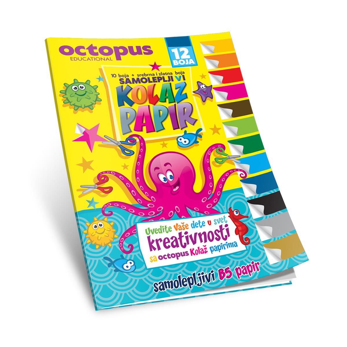 KOLAŽ PAPIR B5 SAMOLEPLJIV 12 BOJA OCTOPUS UNL-0395