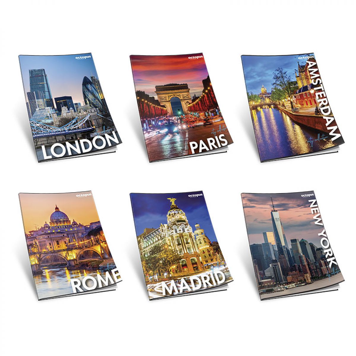 SVESKA A5 SITNI KARO 52L GRADOVI 80g OCTOPUS UNL-0727