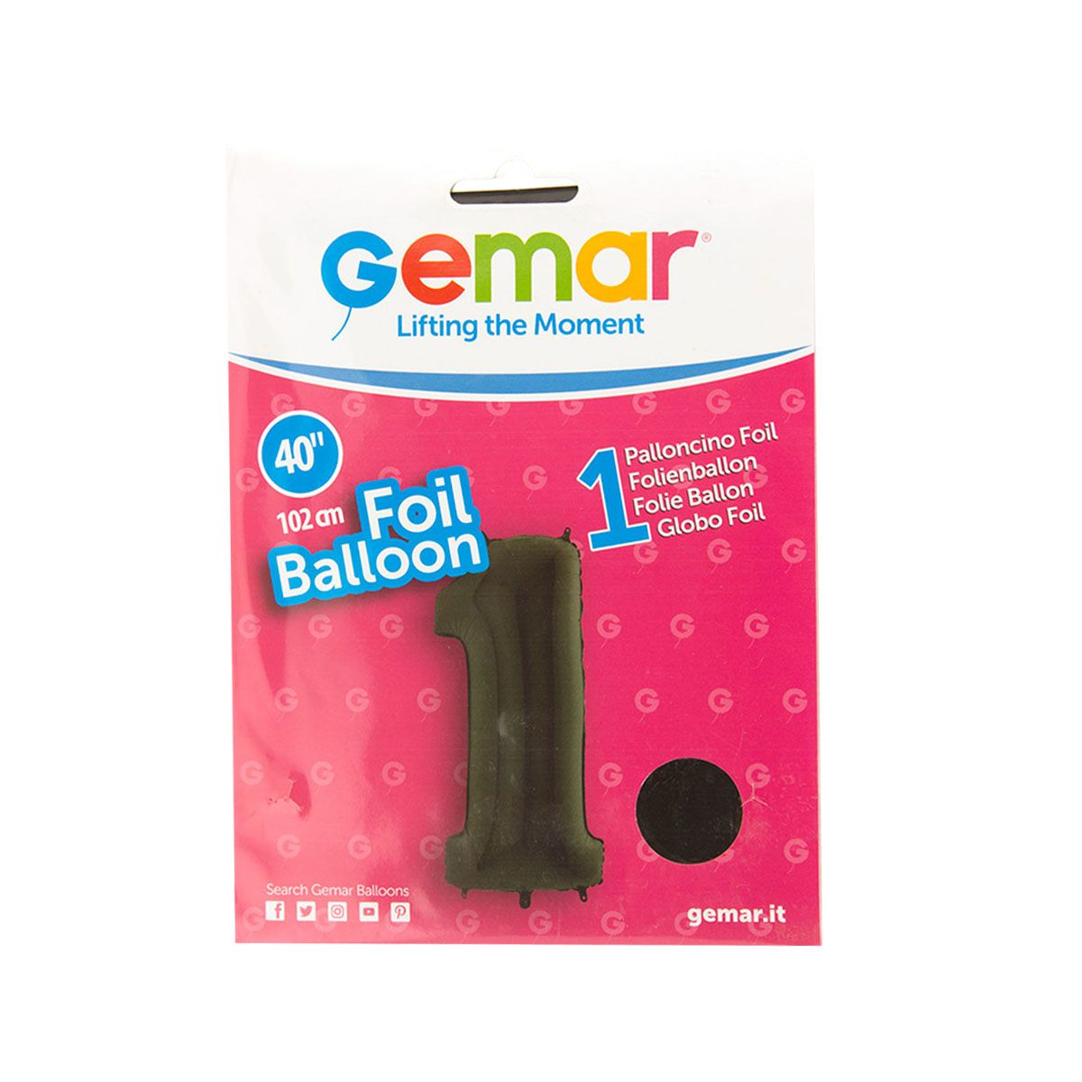 BALON BROJ 1 102cm CRNI FOLIJA GEMAR 140187