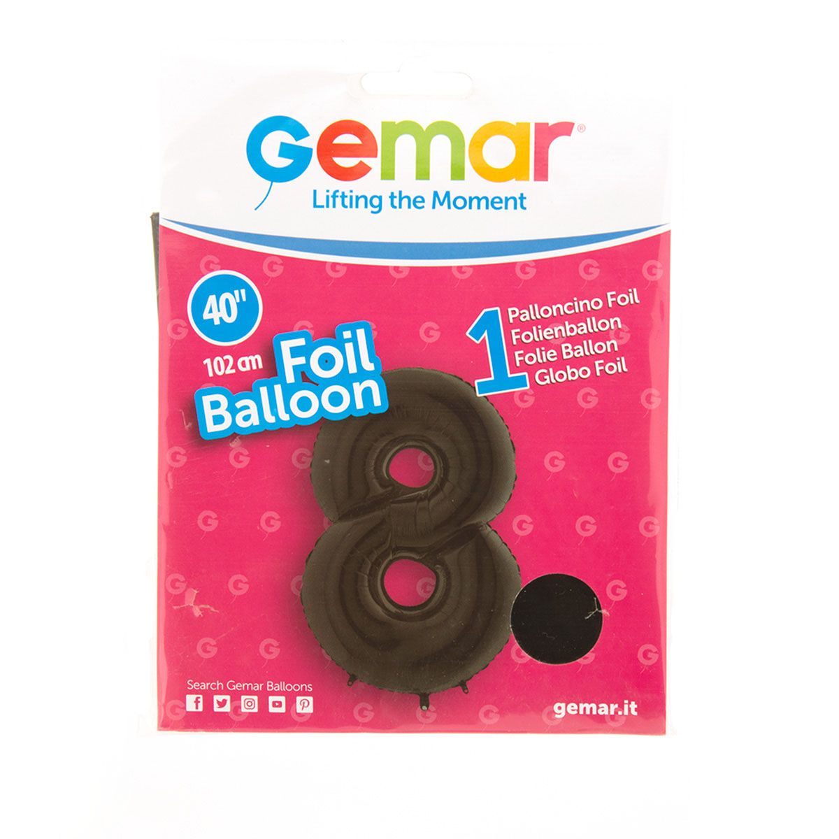 BALON BROJ 8 102cm CRNI FOLIJA GEMAR 140880