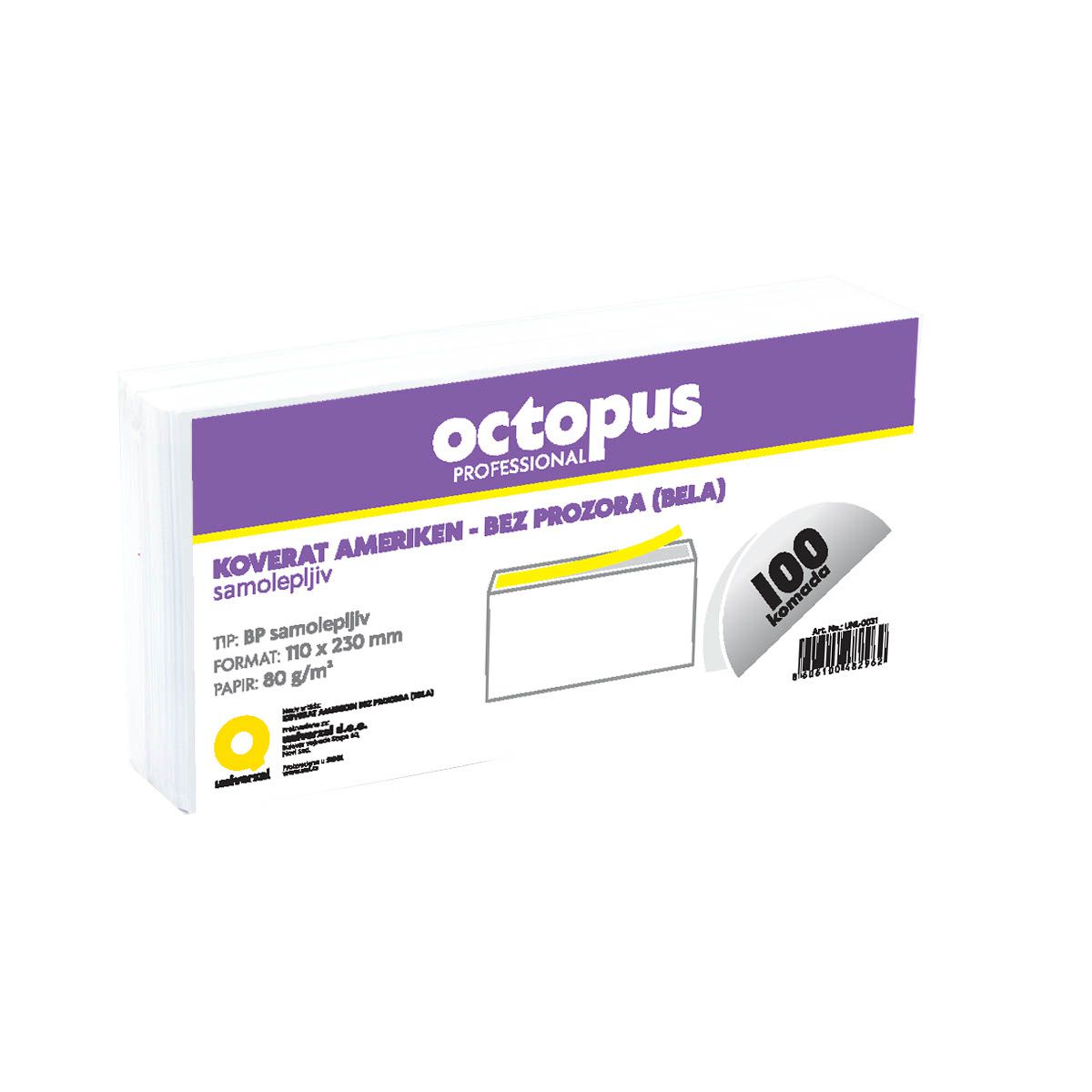 KOVERAT BEZ PROZORA AMERIKEN 100/1 SAMOLEPLJIVI OCTOPUS UNL-0031
