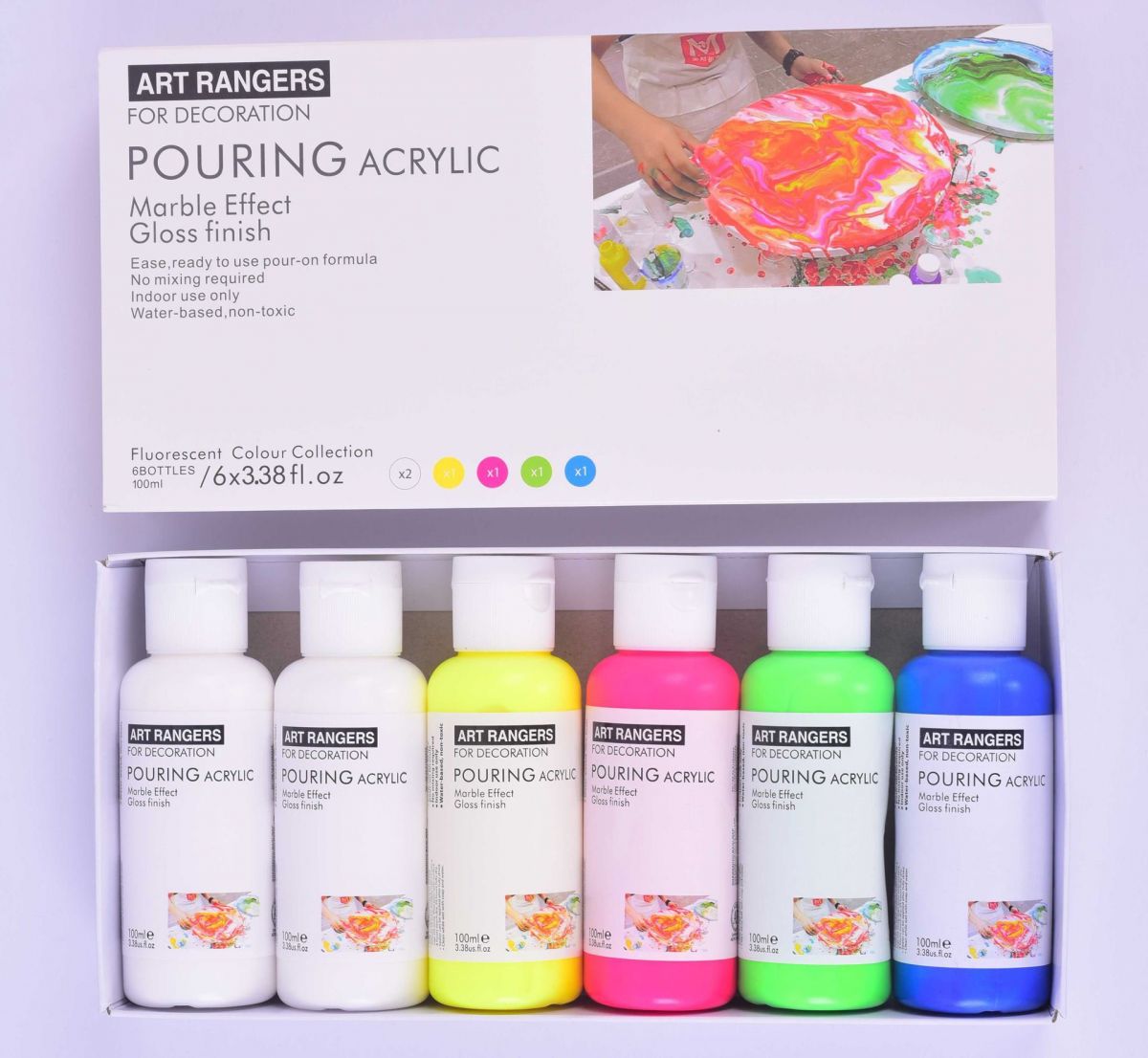BOJA AKRILNA POURING 6/1 SET FLUO 6x100ml PMA06100F-1 ART RANGER
