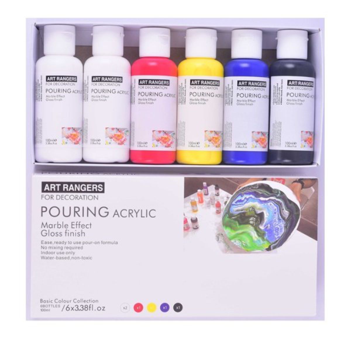 BOJA AKRILNA POURING 6/1 SET 6x100ml PMA06100R-1 ART RANGER
