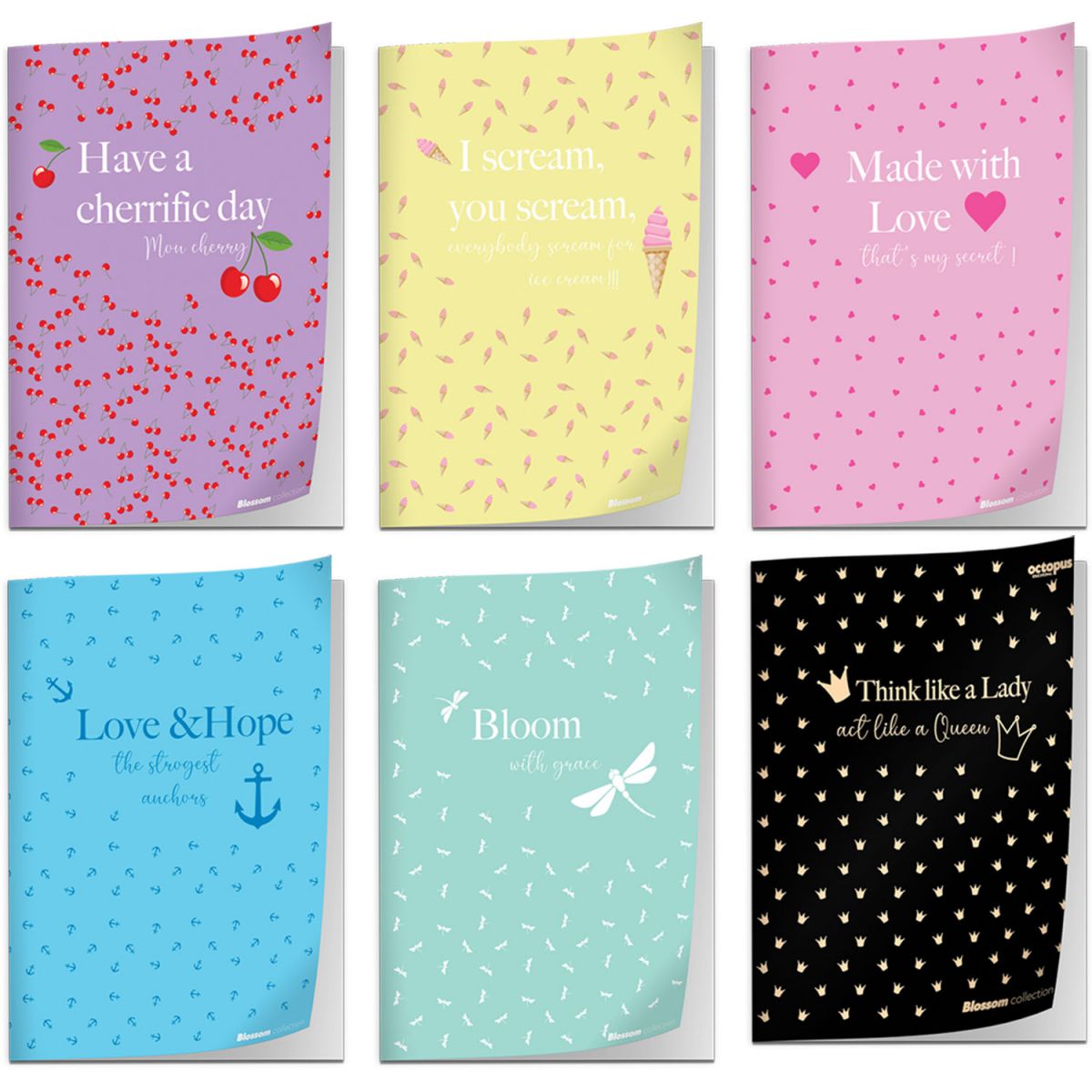 SVESKA A5 DIKTO 52L BLOSSOM 80g OCTOPUS UNL-1798