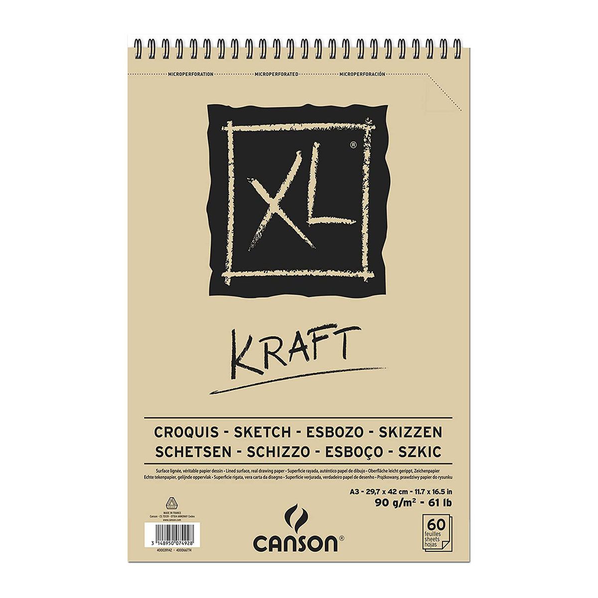 BLOK A3 SA SPIRALOM 90g 60 LISTA XL KRAFT CANSON 400039142