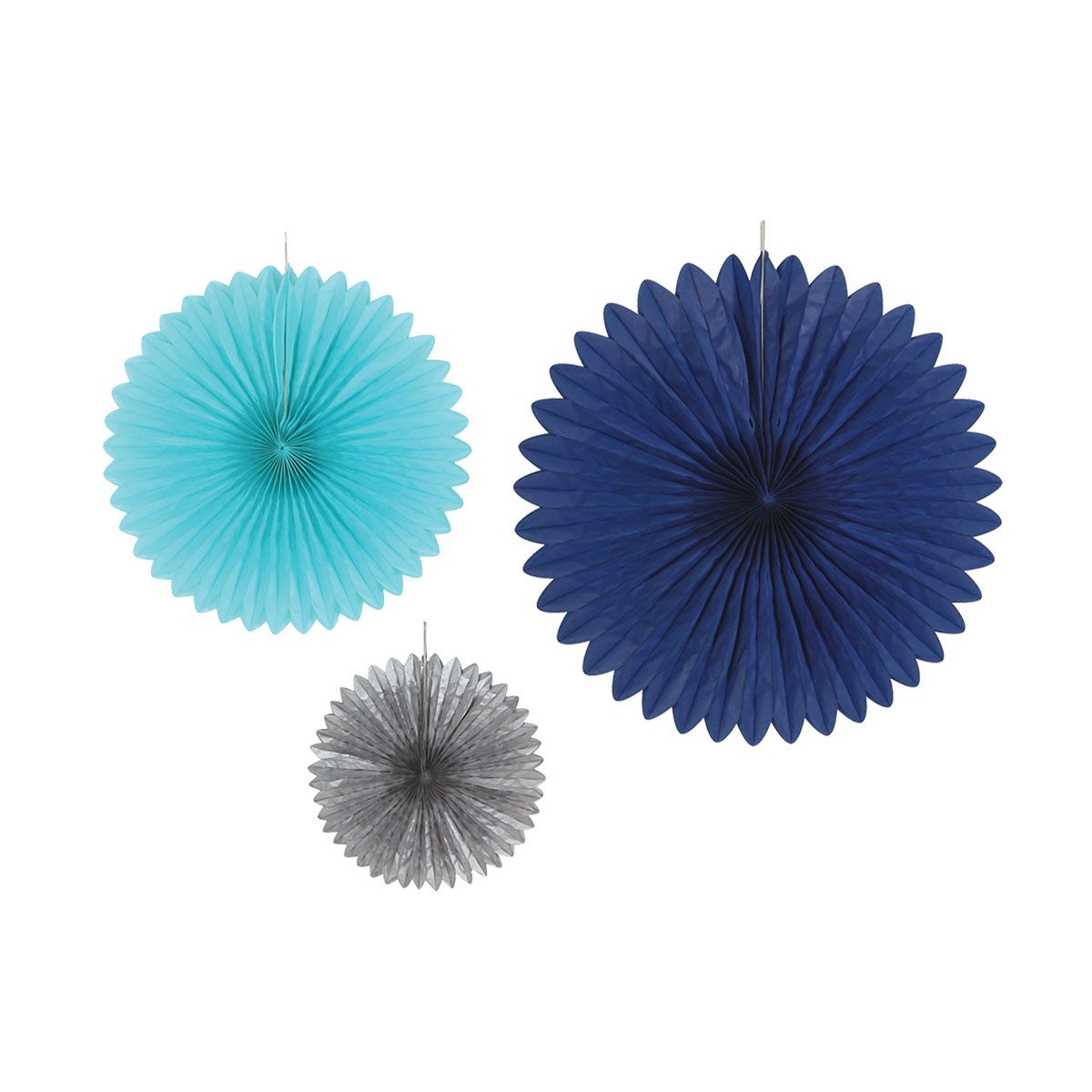PARTY PAPER FAN SET 3/1 PLAVI UNL-1376