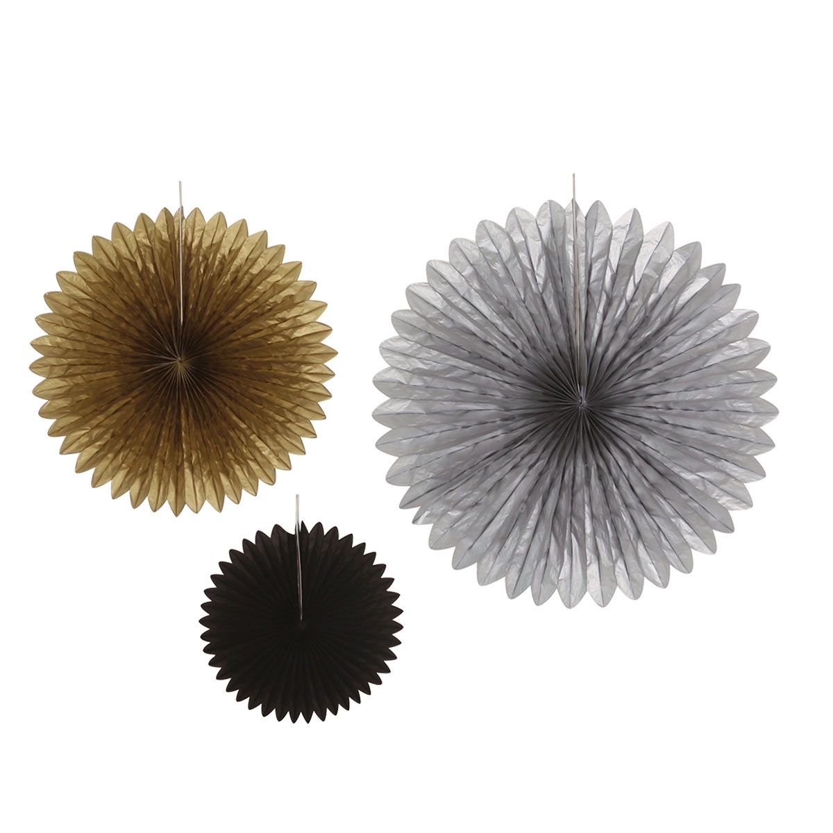PARTY PAPER FAN SET 3/1 ZLATNO-CRNI UNL-1377