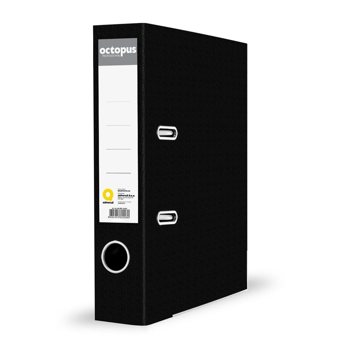 REGISTRATOR A4 SAMOSTOJECI 80mm CRNI OCTOPUS UNL-1589