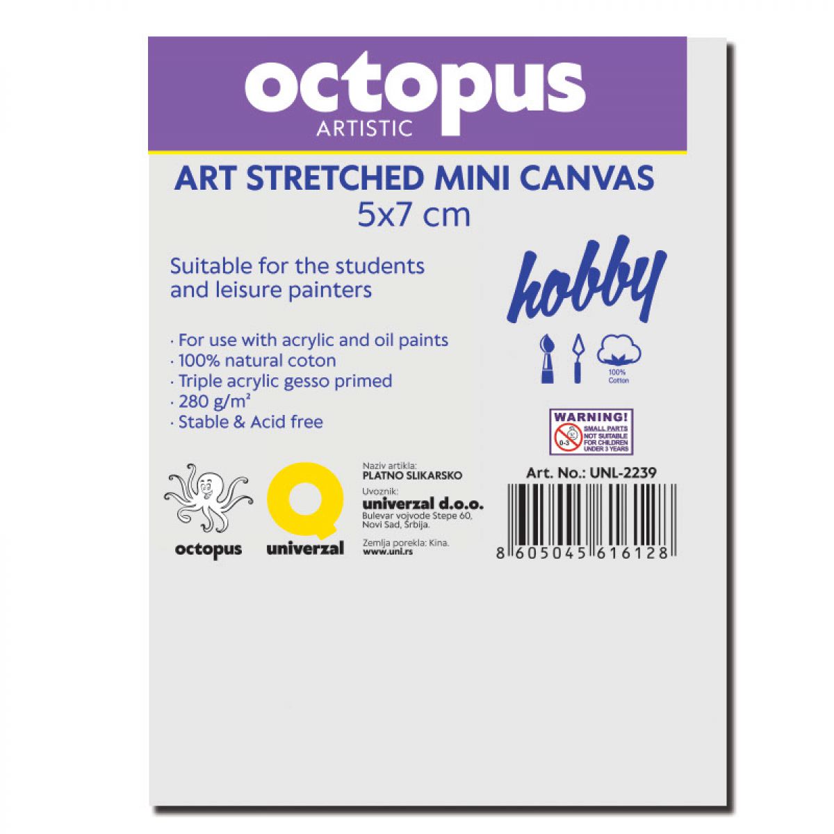 PLATNO SLIKARSKO OCTOPUS MINI 5x7cm HOBBY 280g UNL-2239