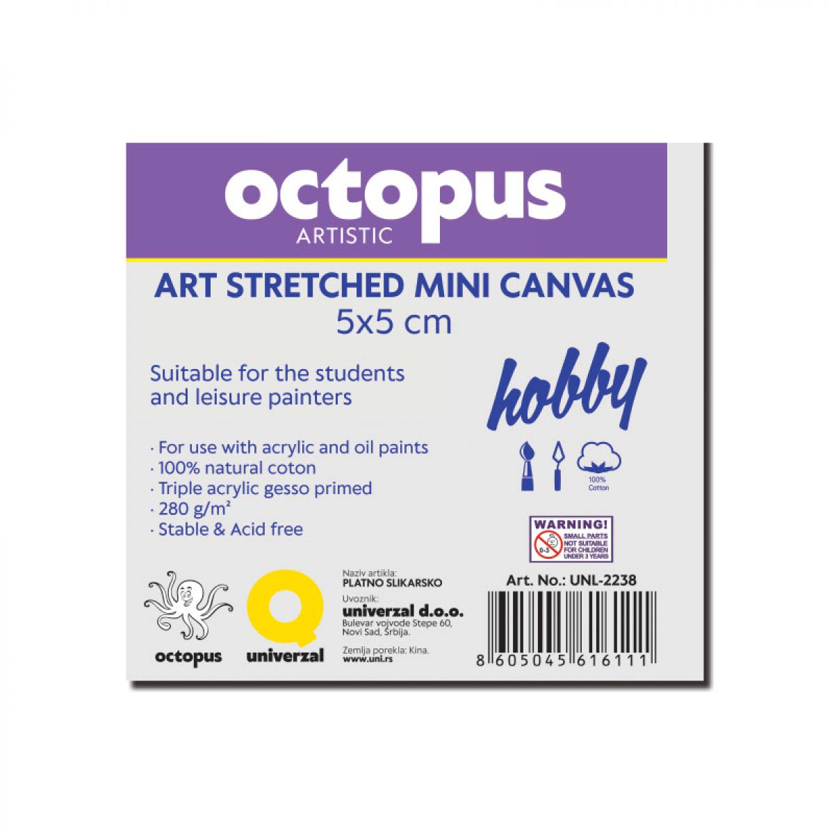 PLATNO SLIKARSKO OCTOPUS MINI 5x5cm HOBBY 280g UNL-2238