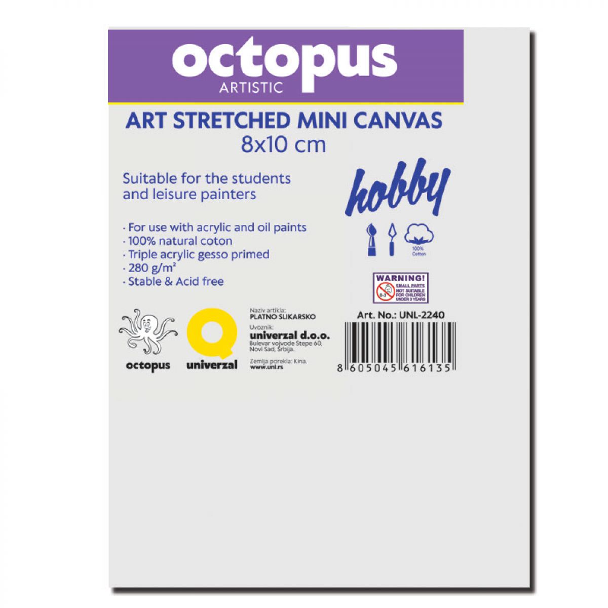 PLATNO SLIKARSKO OCTOPUS MINI 8x10cm HOBBY 280g UNL-2240