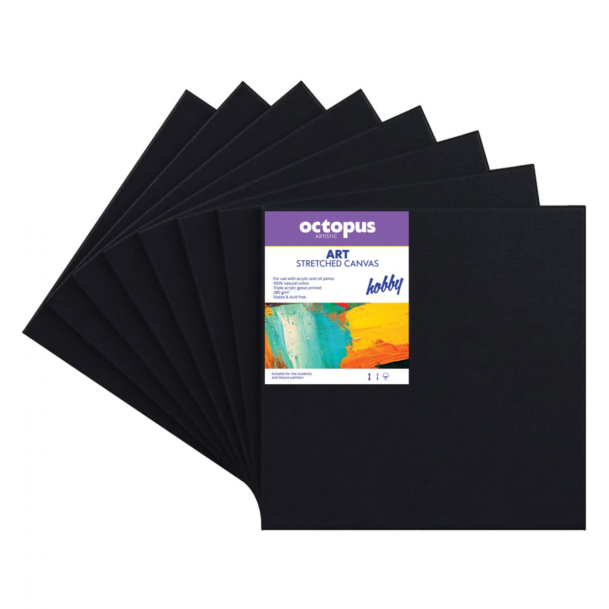 PLATNO SLIKARSKO OCTOPUS CRNO 30x30cm HOBBY 280g UNL-2245