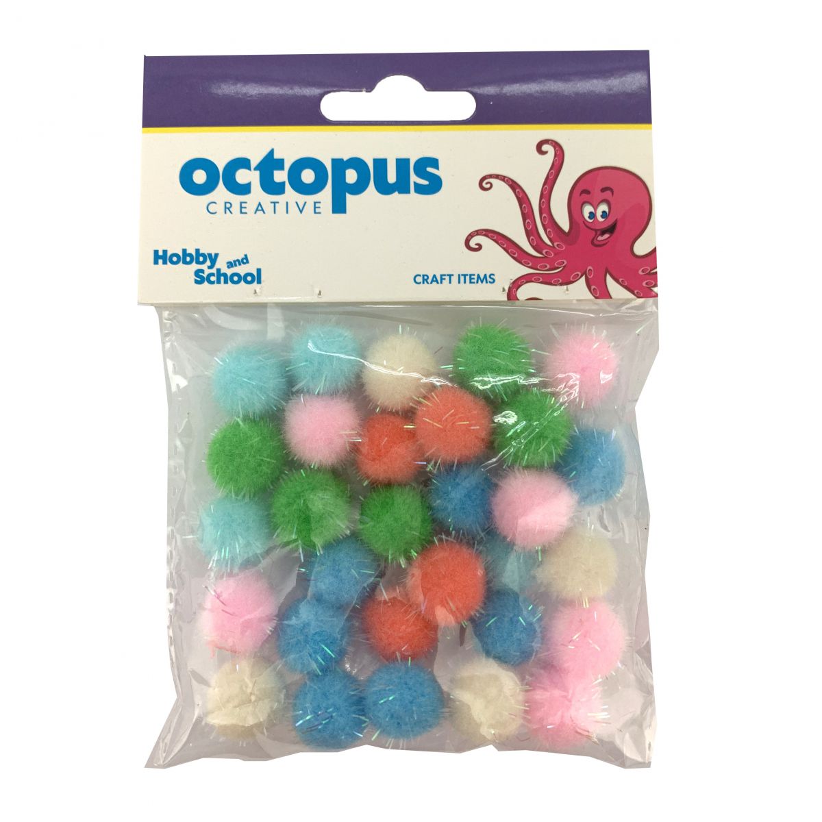 DEKORATIVNE POM POM LOPTICE GLITER 15mm 30kom UNL-2414 OCTOPUS