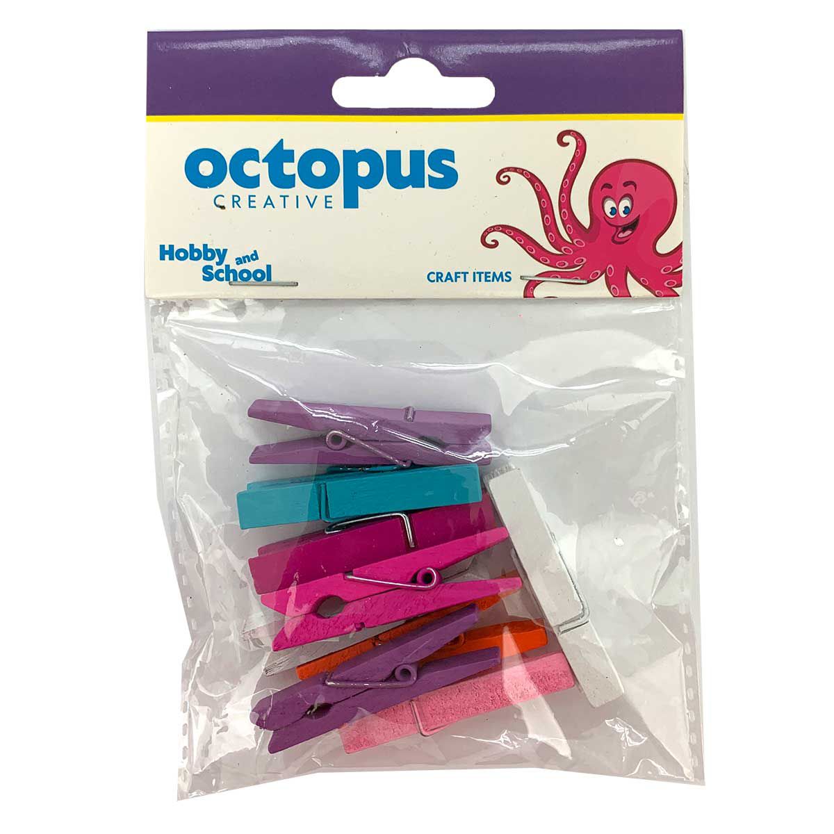 DEKORATIVNE ŠTIPALJKE DRVENE U BOJI 45X7mm 10kom UNL-2461 OCTOPUS