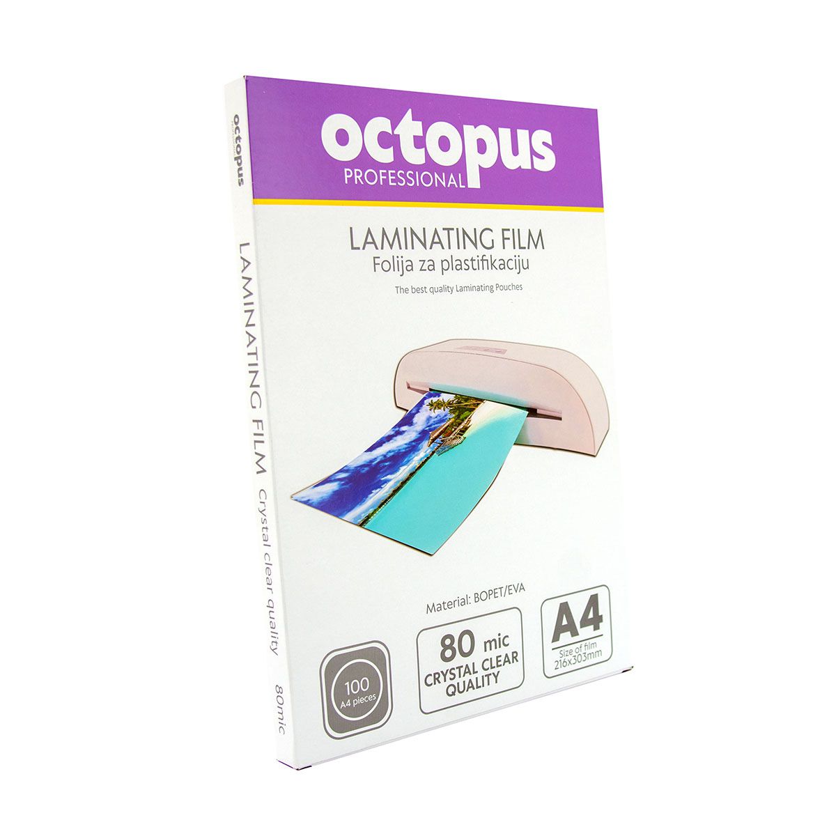 FOLIJA ZA PLASTIFICIRANJE A4 80mic 100/1 OCTOPUS UNL-2081