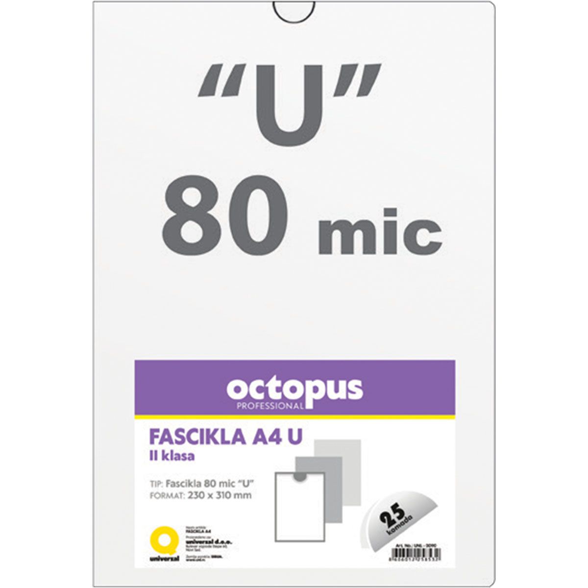 FASCIKLA A4 U 25/1 80mic II KLASA OCTOPUS UNL-0090