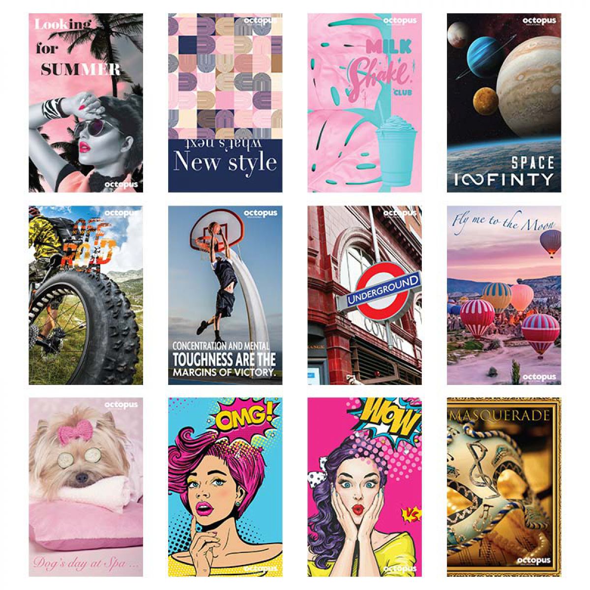 SVESKA A6 TVRDI POVEZ SITNI KARO 80L OCTOPUS UNL-0602