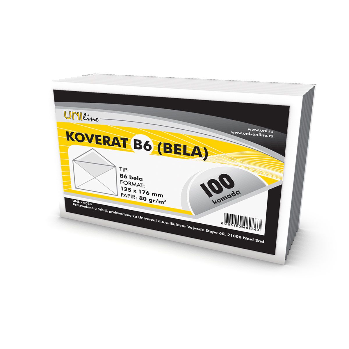 KOVERAT B6 BELI 100/1 UNL-0030