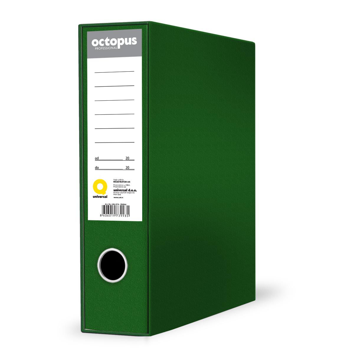 REGISTRATOR A4 NORMAL OCTOPUS PROFESSIONAL ZELENI UNL-1574