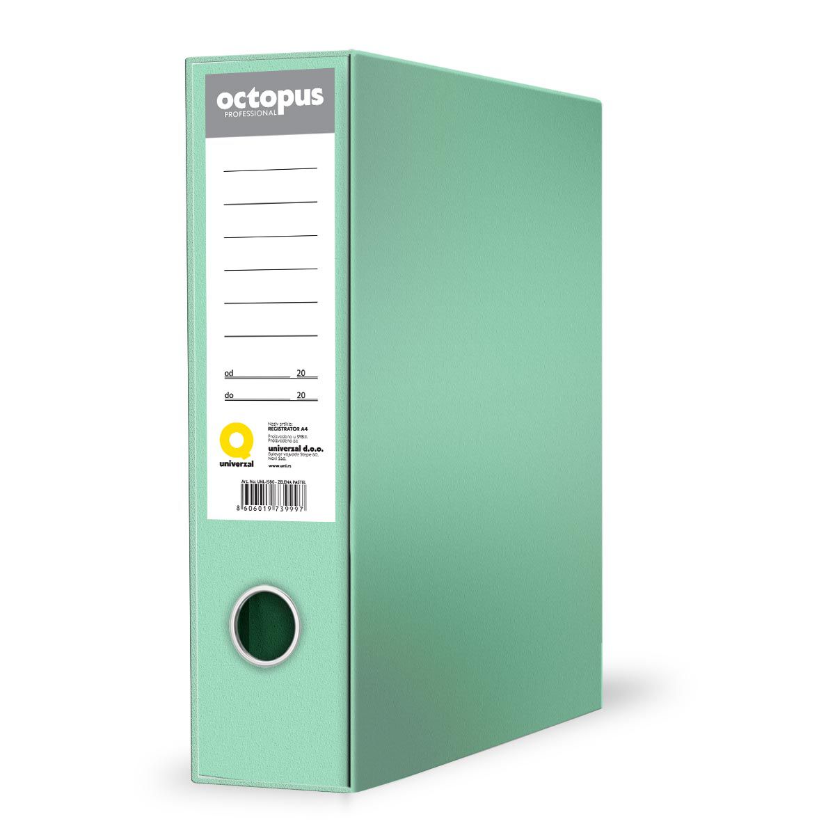 REGISTRATOR A4 NORMAL OCTOPUS PROFESSIONAL ZELENI PASTEL UNL-1580