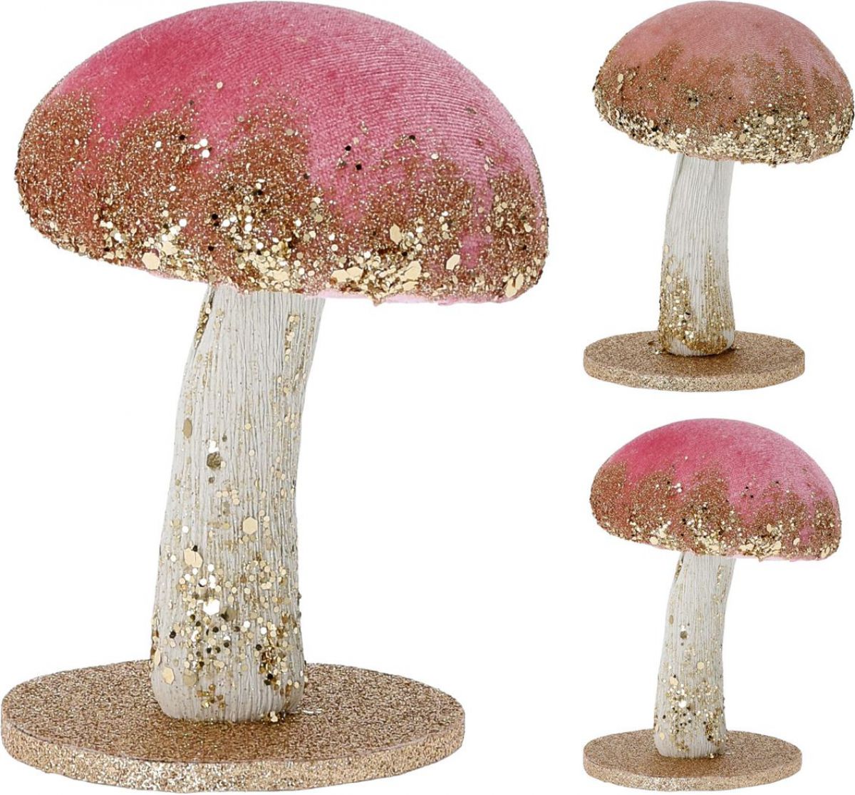 FIGURA NOVOGODIŠNJA PEČURKA GLITER PINK 12CM YZB005300