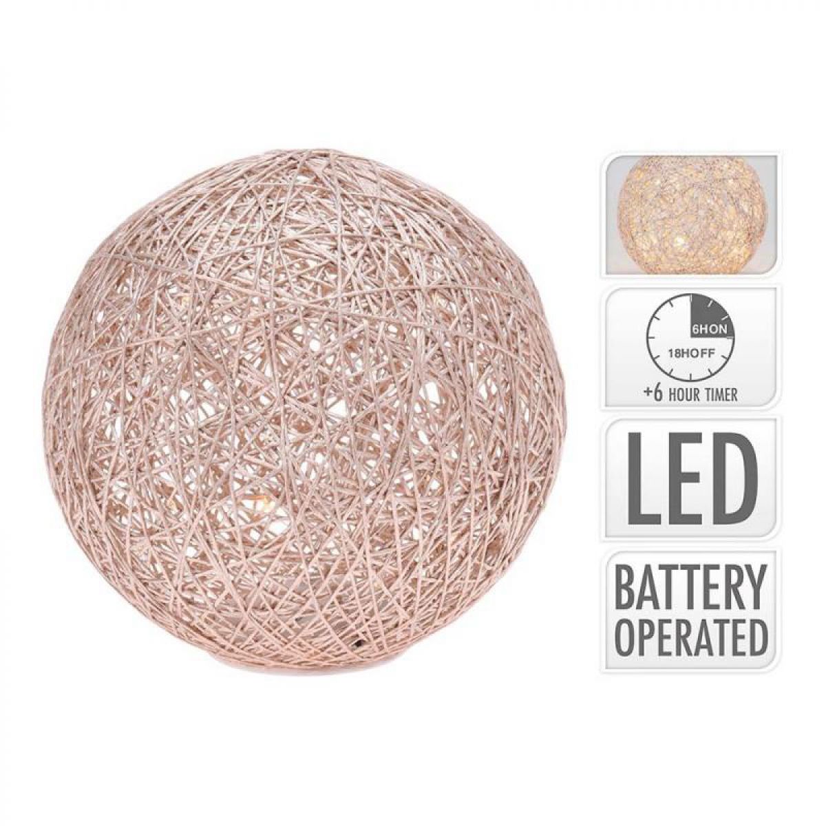 KUGLA DEKORATIVNA 20CM SA 20 LED LAMPICA ZLATNA AMZ100010