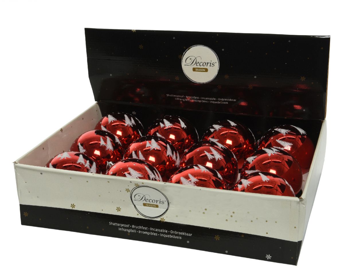 KUGLA NOVOGODIŠNJA 10CM CRVENA GLITER 025946