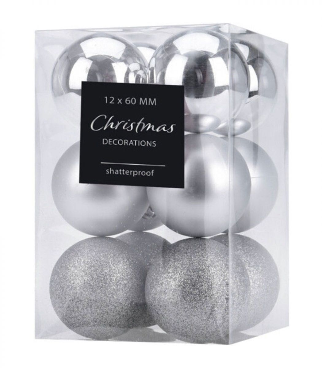 KUGLA NOVOGODIŠNJA 12/1 6CM SREBRNA CAN204610