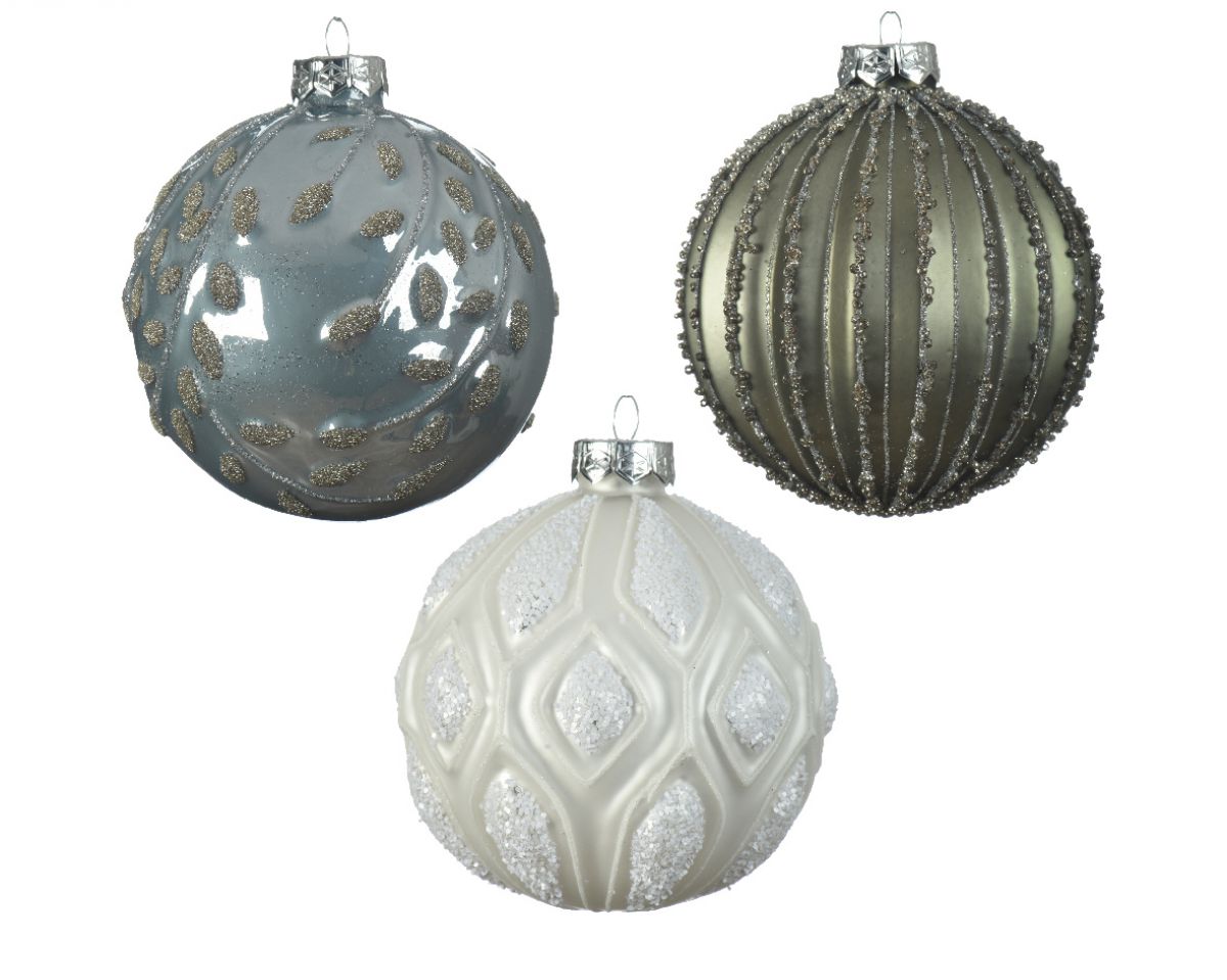 KUGLA NOVOGODIŠNJA STAKLENA 10CM PLAVA 062612