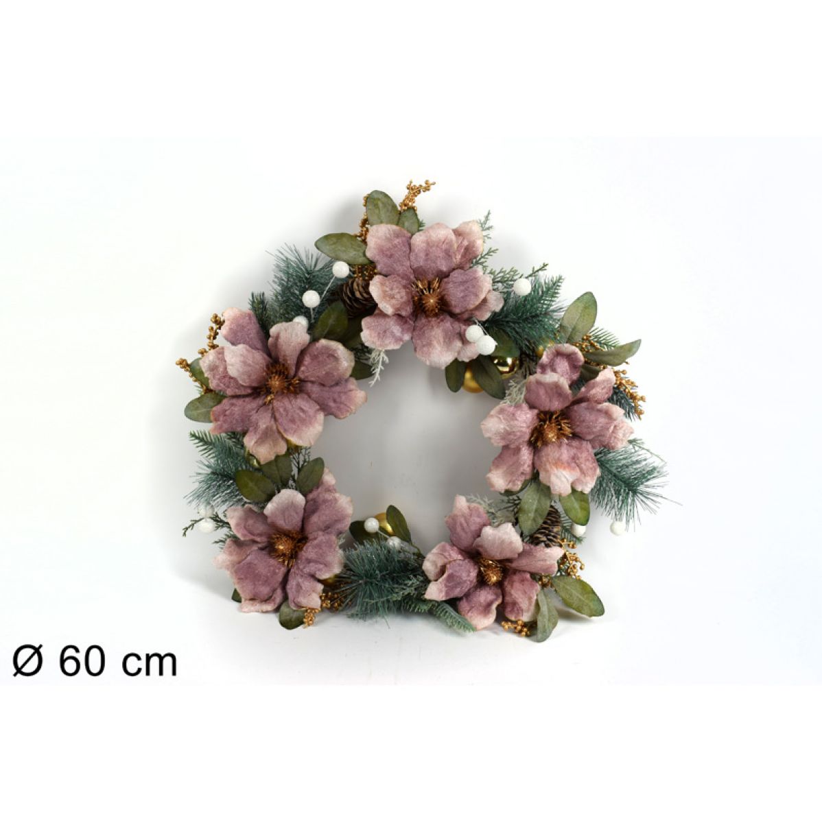 NOVOGODIŠNJI UKRAS VENAC ROZI 60CM MN002081