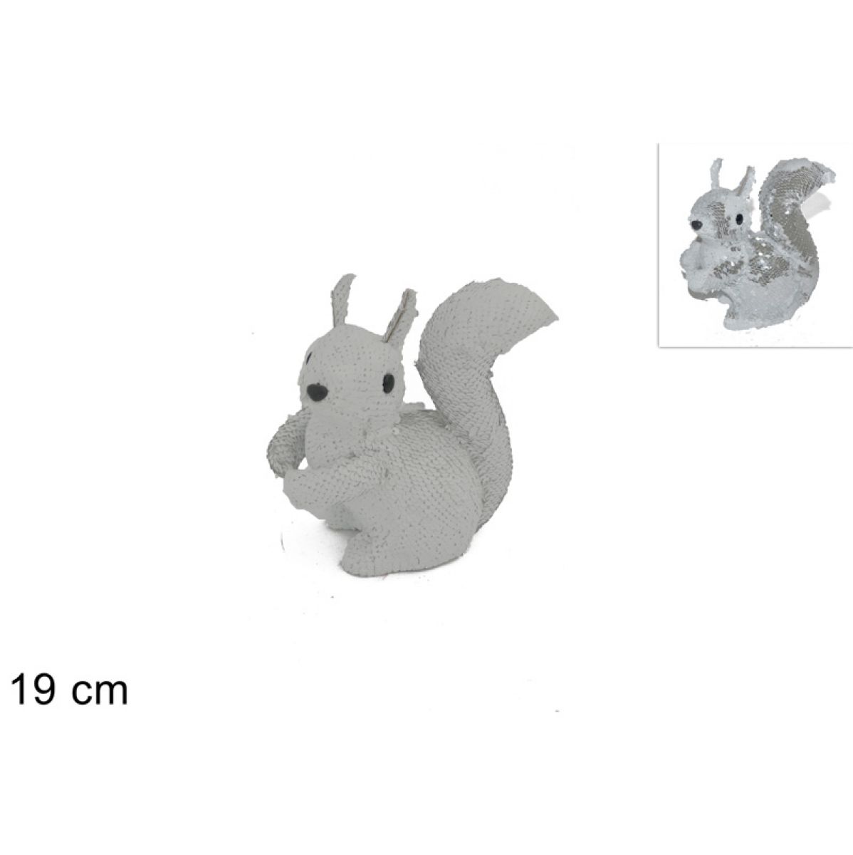 NOVOGODIŠNJA FIGURA VEVERICA 19CM BELO-SREBRNA RO009343B