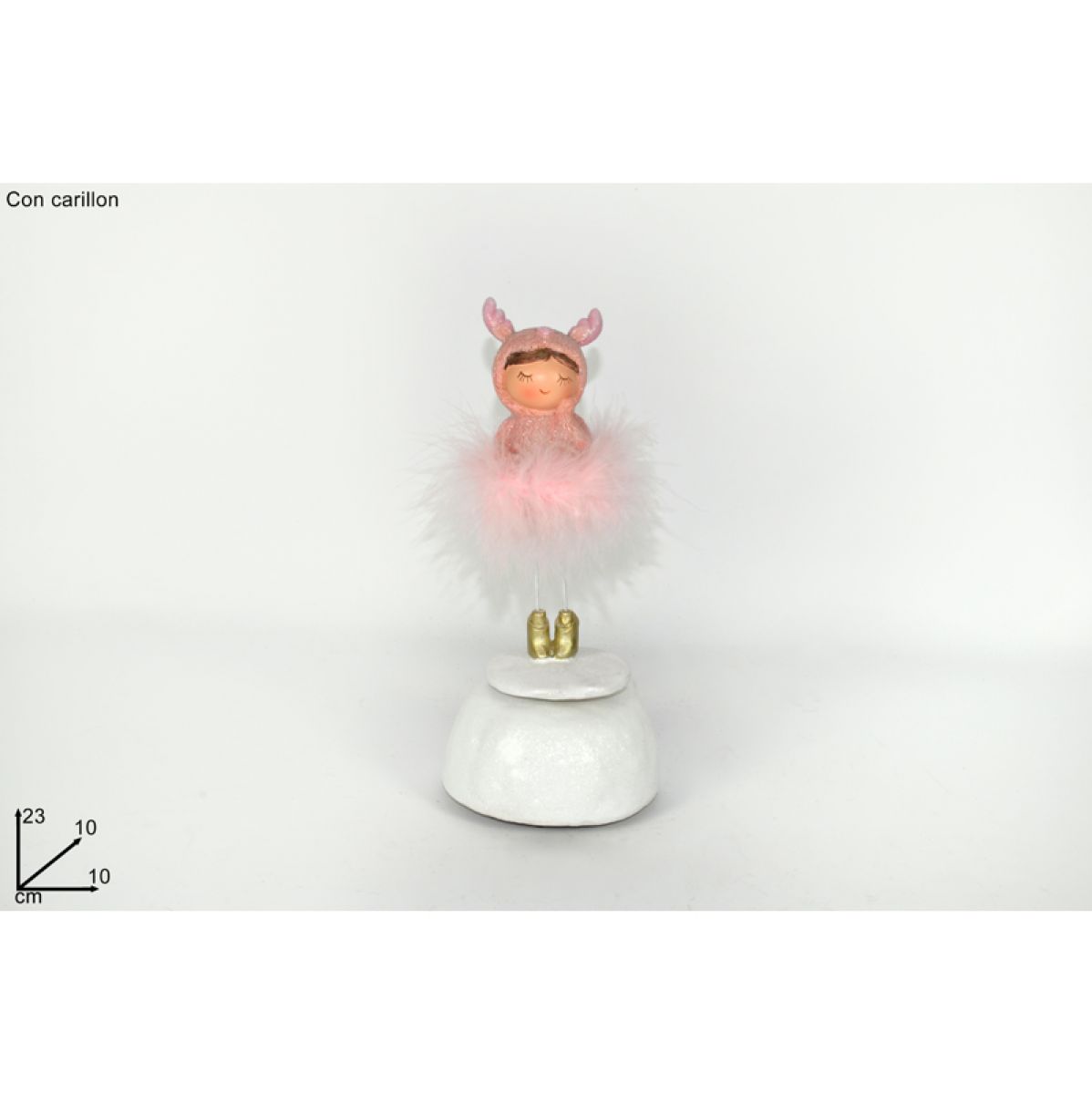 NOVOGODIŠNJA FIGURA DEVOJČICA NA POSTOLJU 23CM ROZA RZ000096