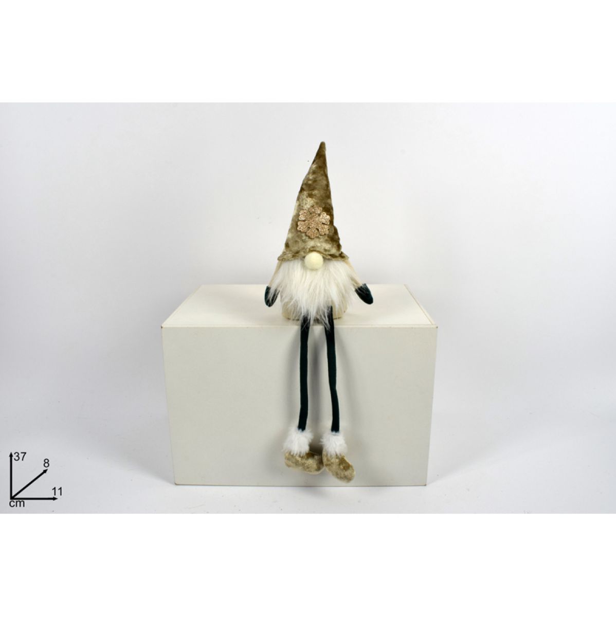 NOVOGODIŠNJA FIGURA PATULJAK SEDI BEŽ 37CM MI8255B