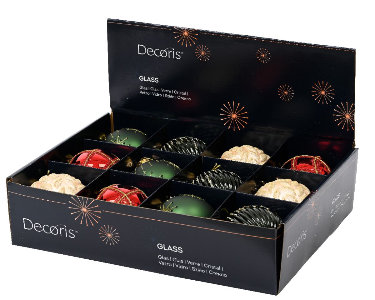 KUGLA NOVOGODIŠNJA 8CM ZELENO CRVENA 062633