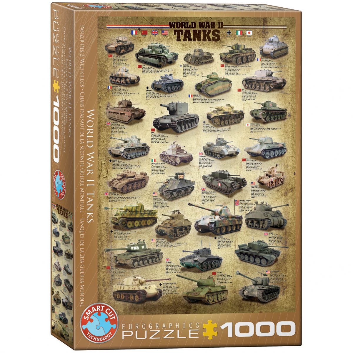 PUZZLE 1000 DELOVA 6000-0388 WORLD WAR II TANKS