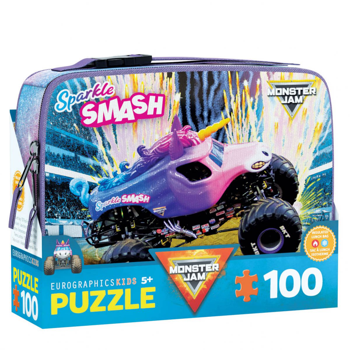 PUZZLE LUNCH BOX  9100-5947 SPARKLE SMASH - MONSTER JAM