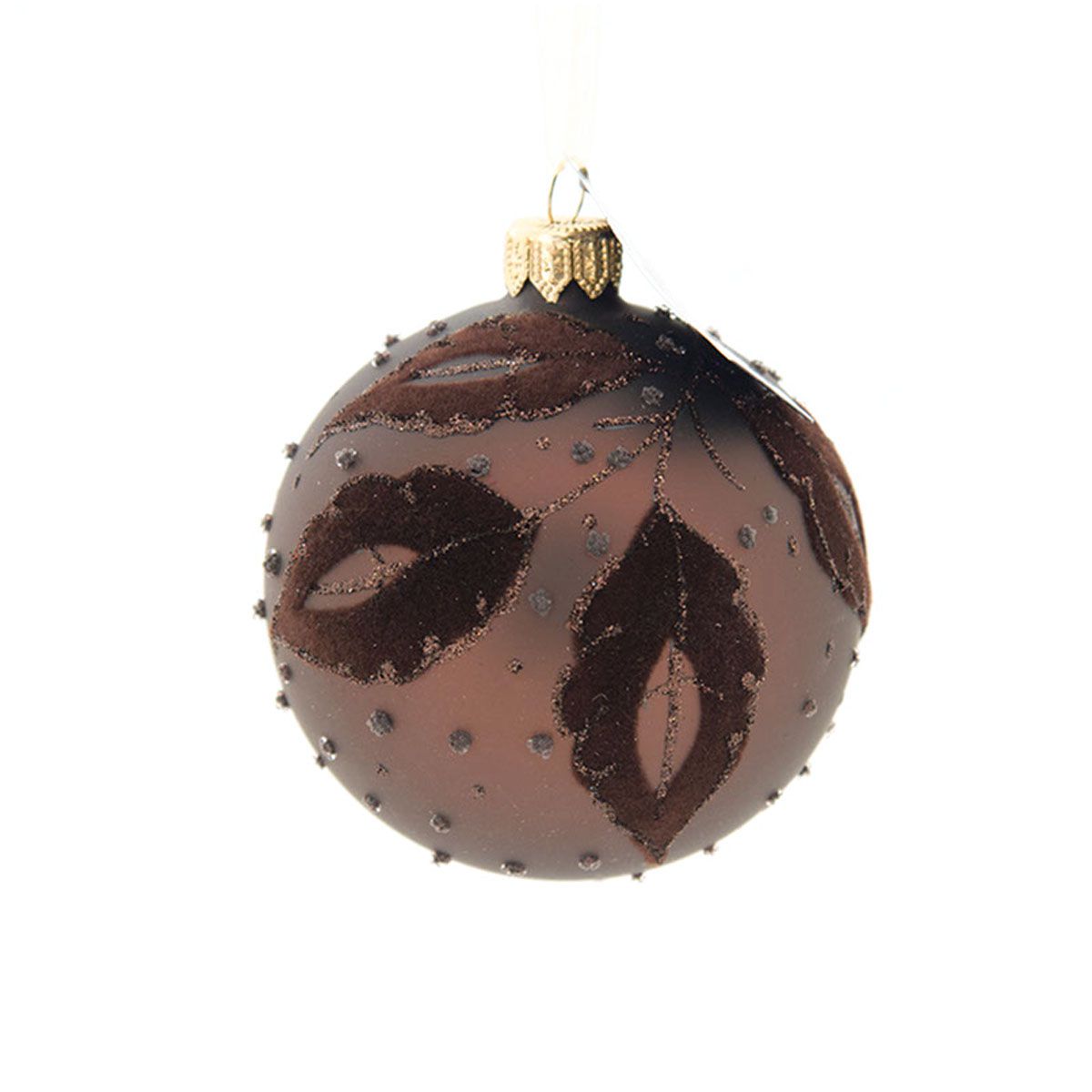 KUGLA NOVOGODIŠNJA STAKLENA 8CM DARK BROWN 050251